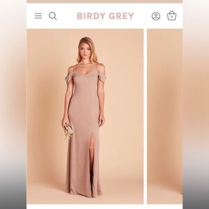 Birdy grey taupe floor length bridesmaid dress. Style “Dev” worn once, brand new